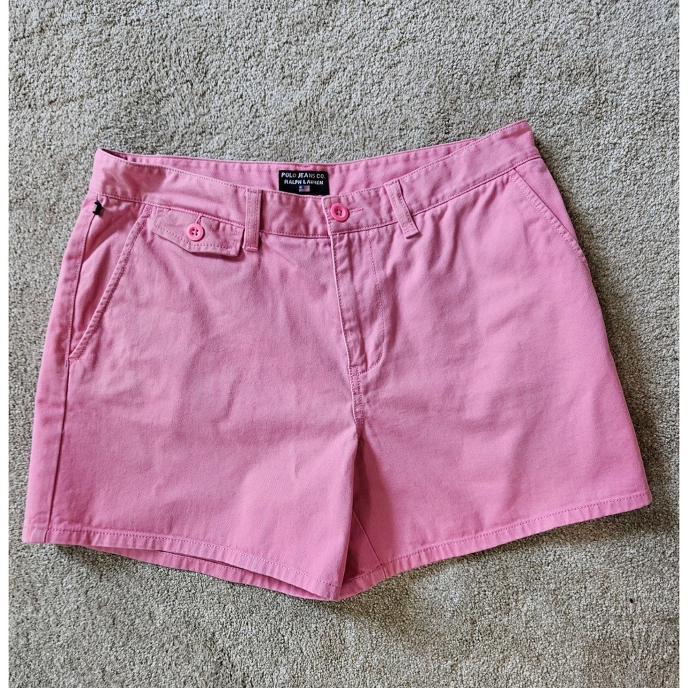 Vintage Polo Ralph Lauren Shorts Womens 10 Pink Chino Cotton Twill Coastal